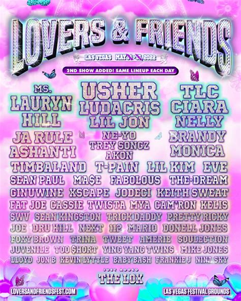 Friends and lovers festival - Each VIP ticket includes admittance to Las Vegas Festival Grounds for Lovers & Friends on May 4, 2024, plus the following: ... Lovers and Friends. c/o Front Gate Tickets. 1645 E 6th Street. Austin, TX 78702. Email Us: Customer Service. Call Us: 1-888-512-SHOW. Toggle Main Menu. Event Detail.